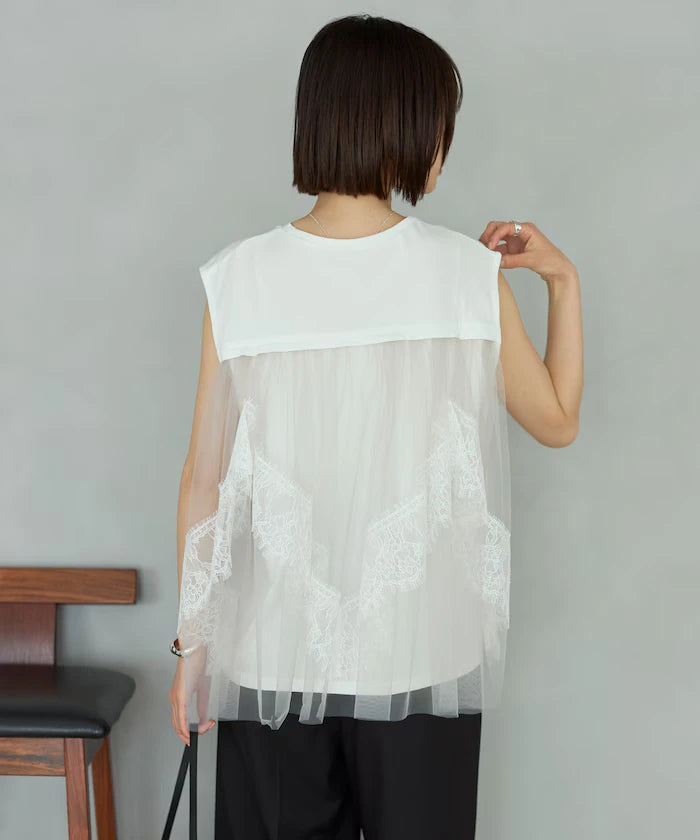 Organic Cotton Tulle Lace Docking Top