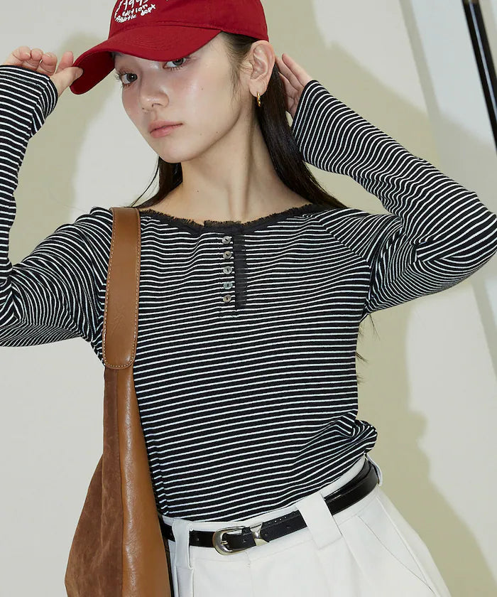 Lace Insert Long Sleeve T-Shirt