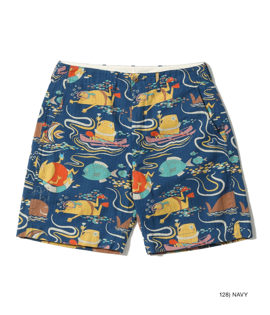 Dobby Cotton Shorts "Ocean Activities" by Ryohei Yanagihara with Mookie
