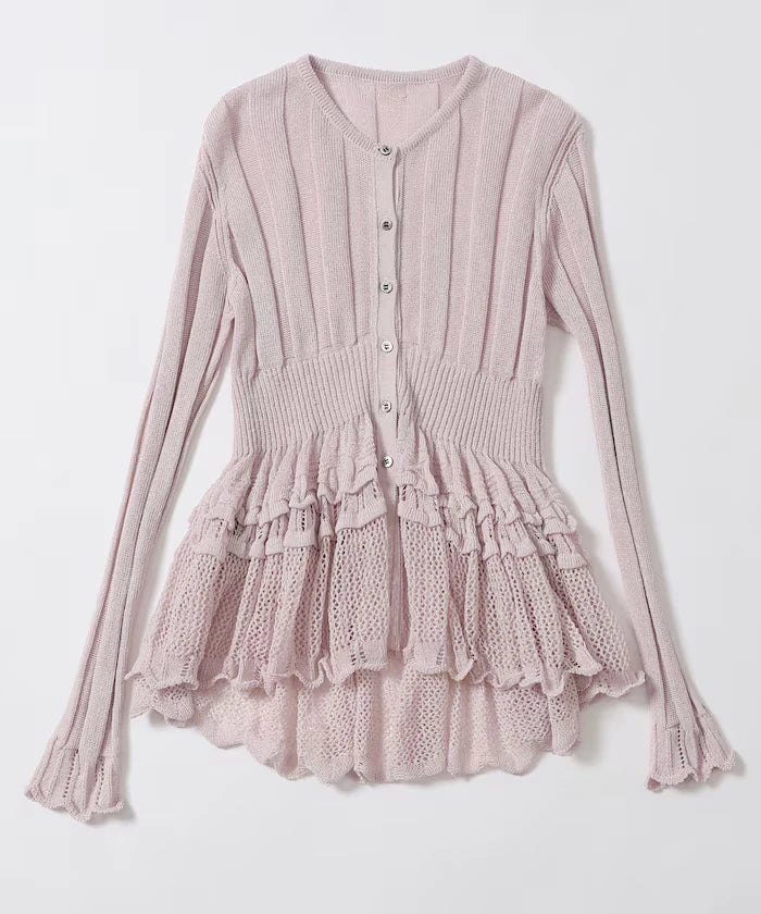 Japan Made Whole Garment Peplum Cardigan