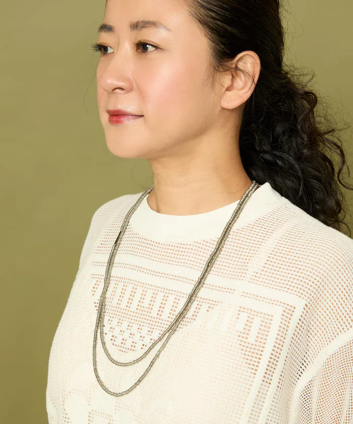 Disk Type Metal Beads Long Necklace 140cm