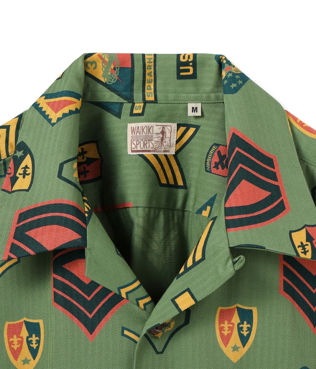 Cotton Herringbone Hawaiian Shirt "Insignia Of Army"