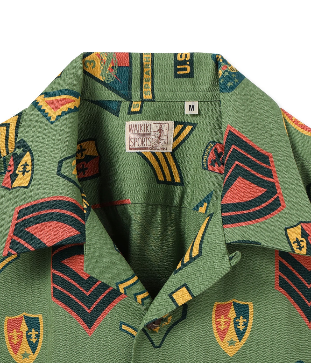 Cotton Herringbone Hawaiian Shirt "Insignia Of Army"