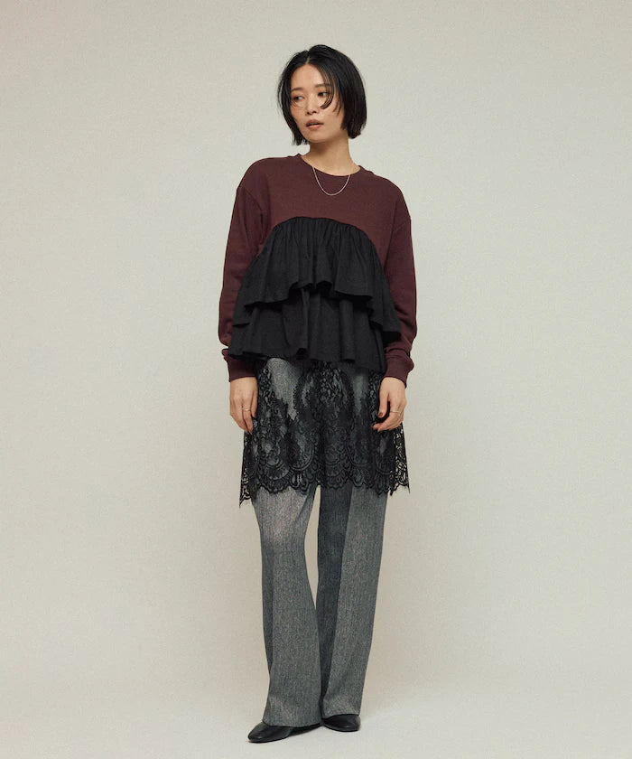 Organic Cotton Docking Frill Sweat / Relaxed Fit / Backed Sweat