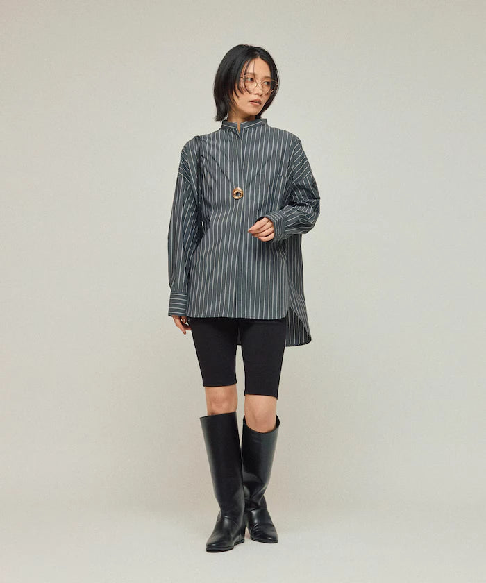 Oversized Long Sleeve Brooch Shirt