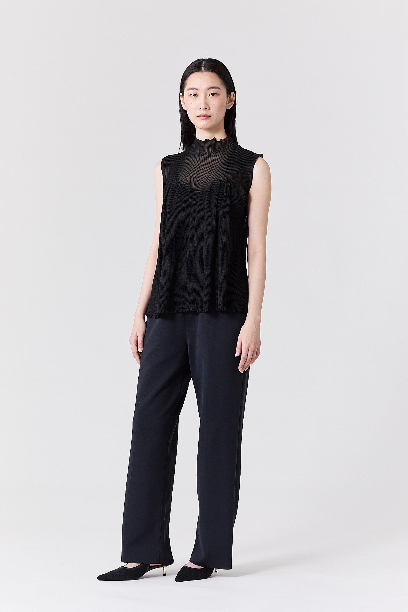 HYPHA LUCENT GLITTER SLEEVELESS BUST FLARE TOP