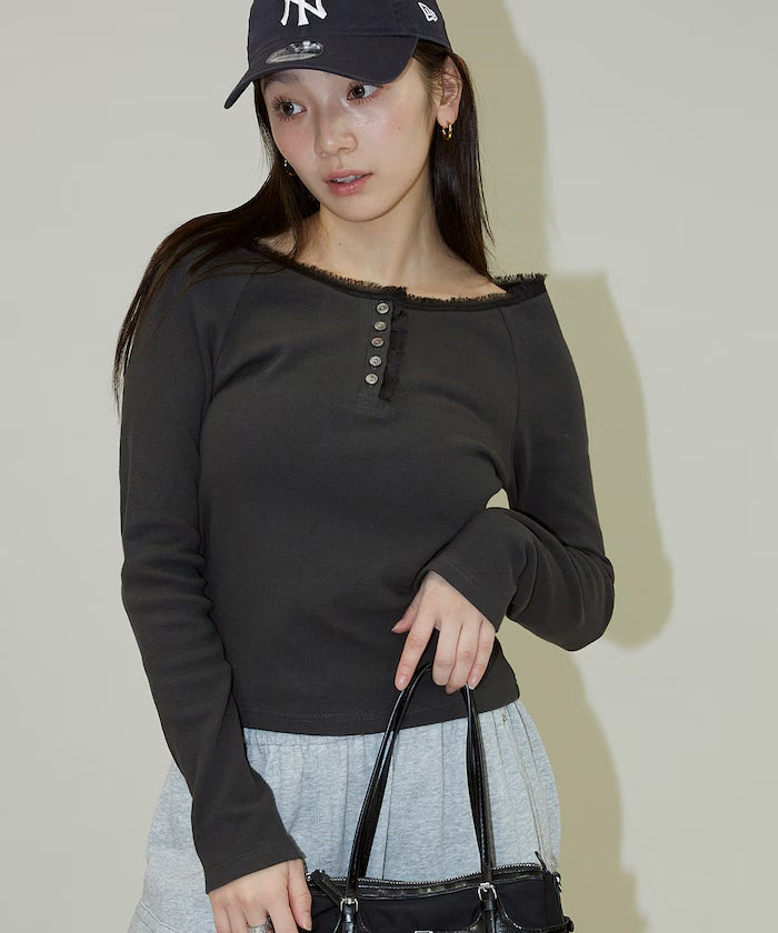 Lace Insert Long Sleeve T-Shirt