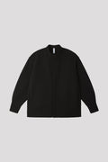 MESH STAND-UP COLLAR COVERED PLACKET SHIRT