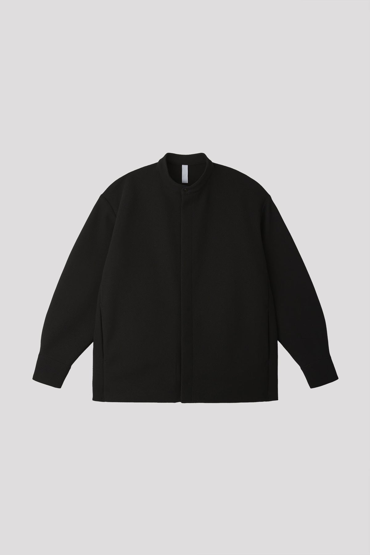 MESH STAND-UP COLLAR COVERED PLACKET SHIRT