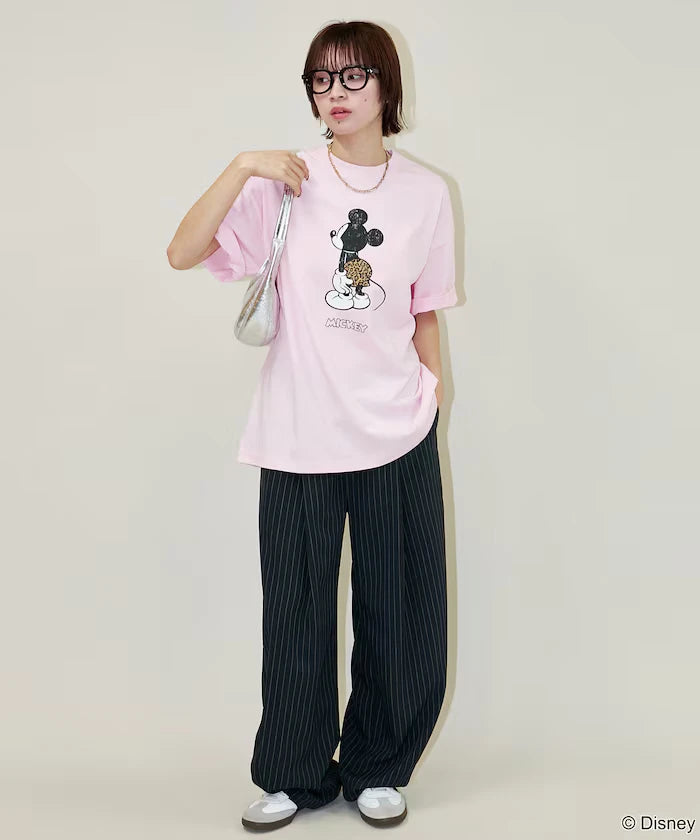 <Functional Material>Mickey Mouse & Minnie Mouse/Face T-Shirt Limited Edition