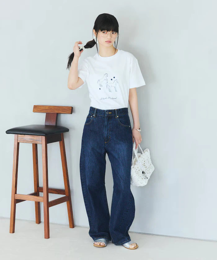Comfortable Horse Print Crew Neck T-Shirt