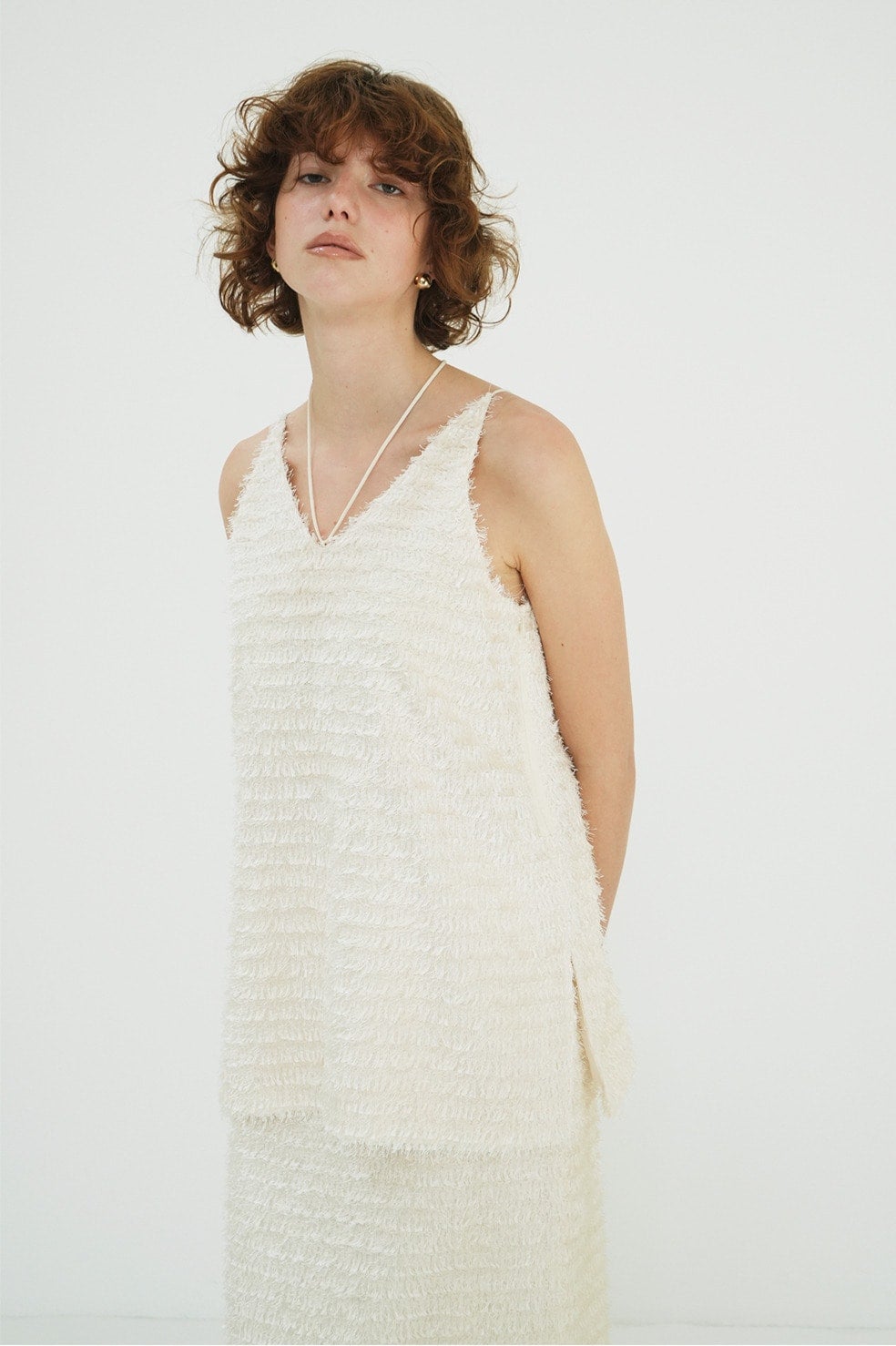 W FACE FEATHER CAMI TOPS