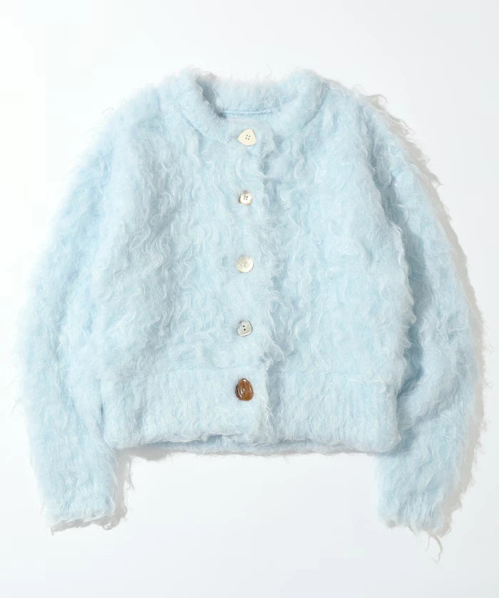 Variation Button Shaggy Knit Cardigan
