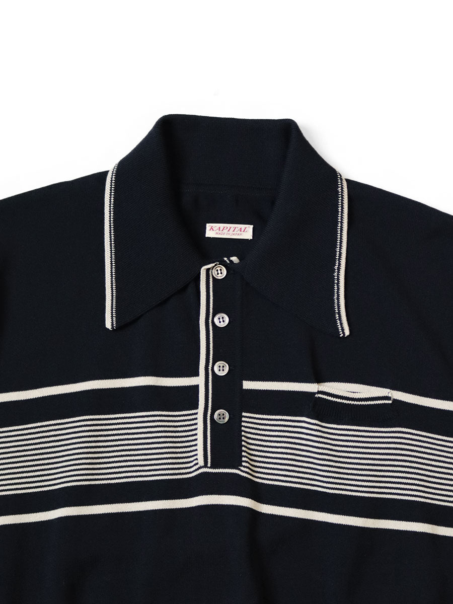 14G Cotton Knit Stripe Carol Polo