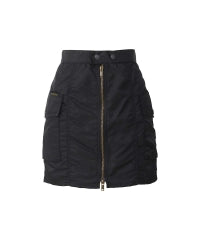 Front Zip Nylon Mini Skirt