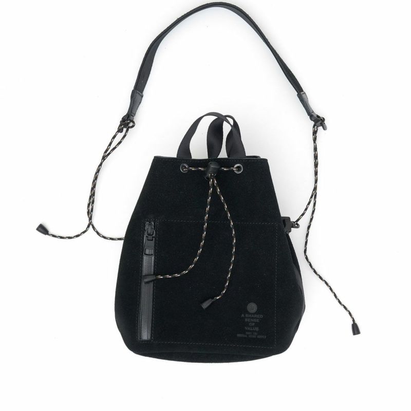 WATER PROOF SUEDE DRAWSTRING BAG/BLACK