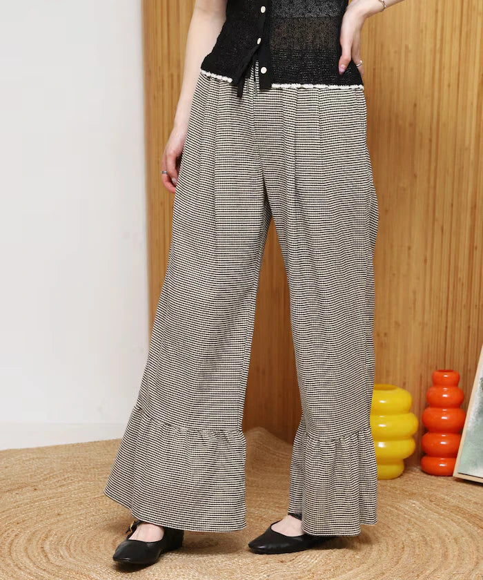 Wide Silhouette Tiered Check Easy Pants [Limited Edition]
