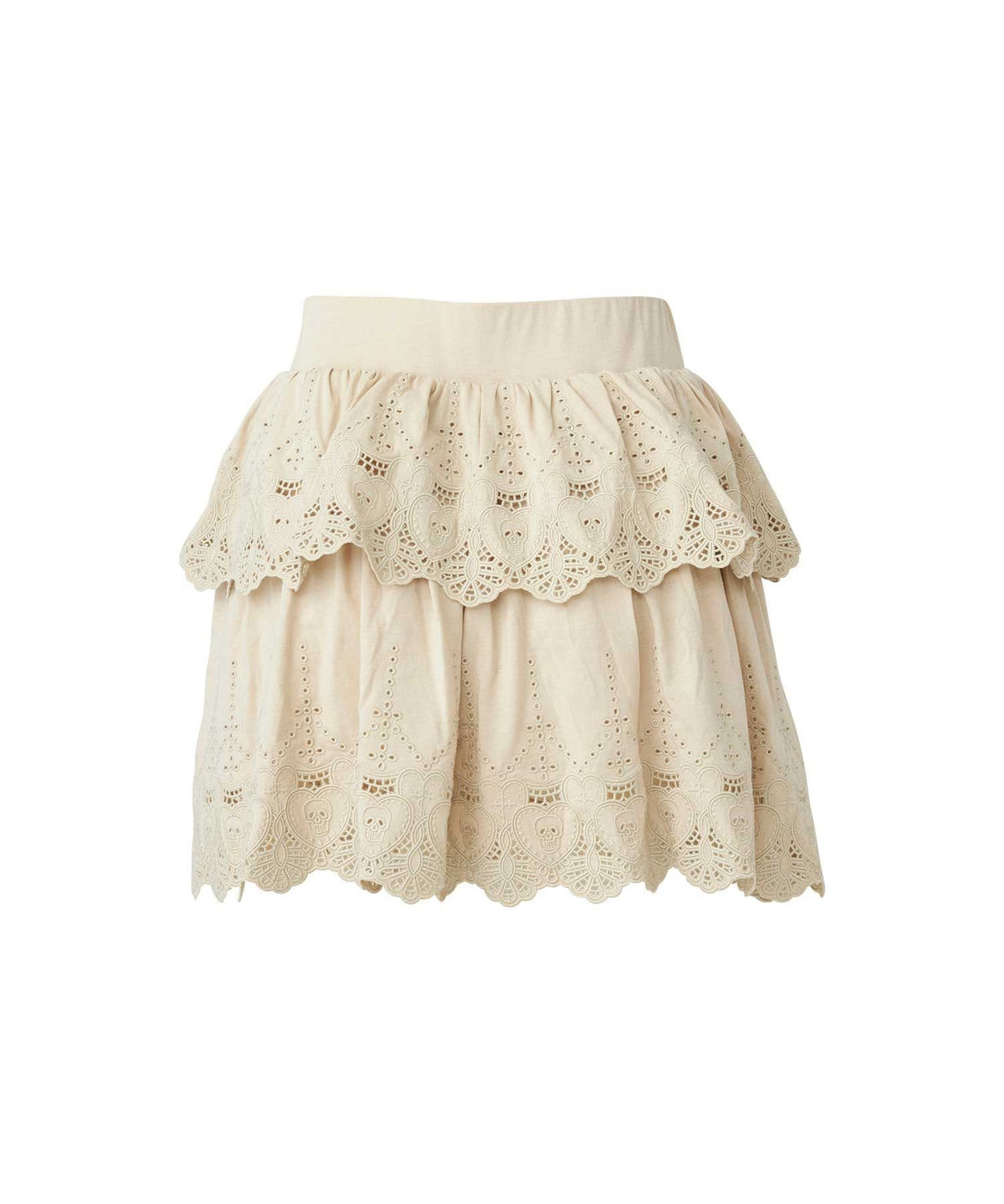 SKULL LACE Scalloped Embroidery Skirt