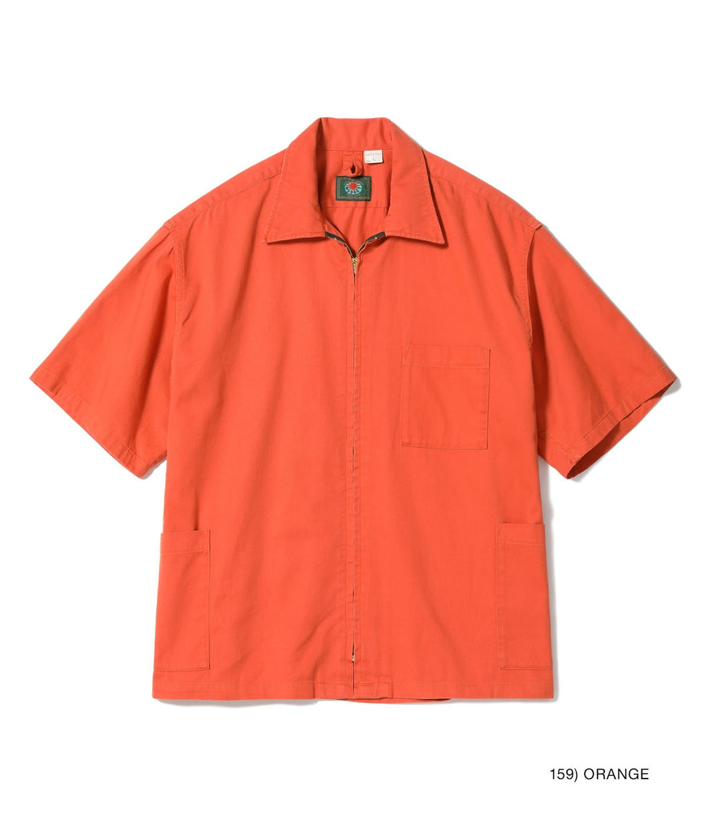 MODUCT COTTON TWILL SCRAB SHIRT with STENCIL PRINT AGING MODEL