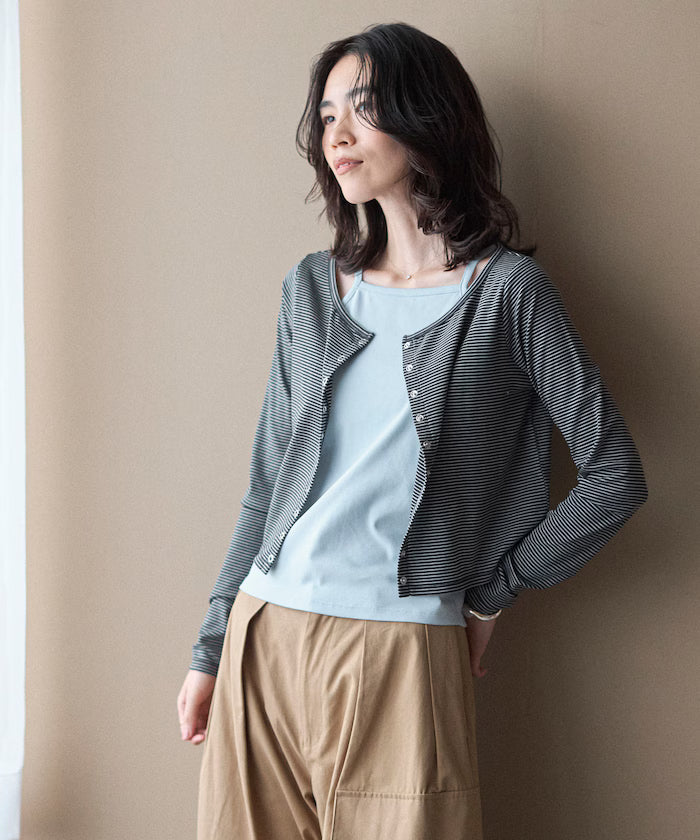 [February 12, 12:00 Release] Layered Set Top / Striped Cardigan & Camisole