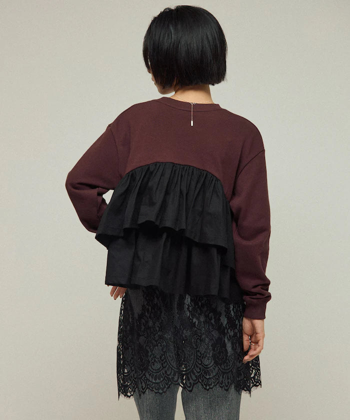 Organic Cotton Docking Frill Sweat / Relaxed Fit / Backed Sweat
