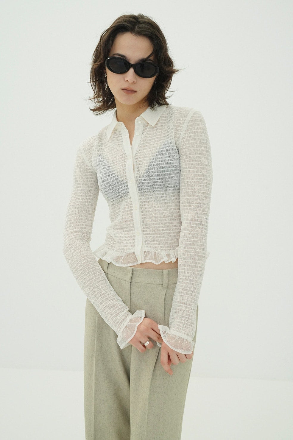 GATHERED MESH SHIRTS