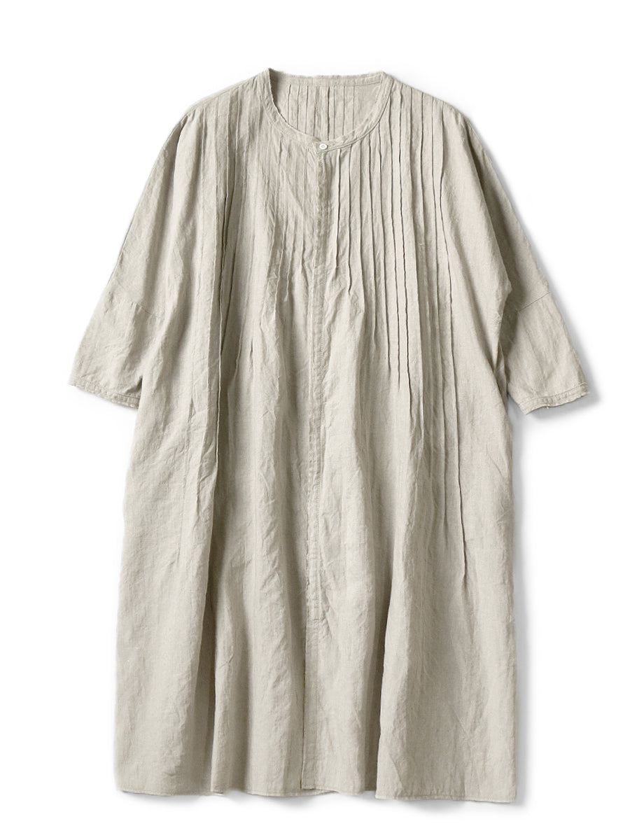 French Linen Pintuck Oki F Dress