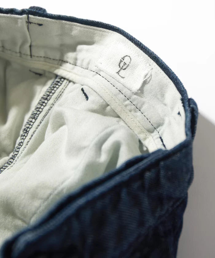 French Linen Denim 1 Tuck Trousers