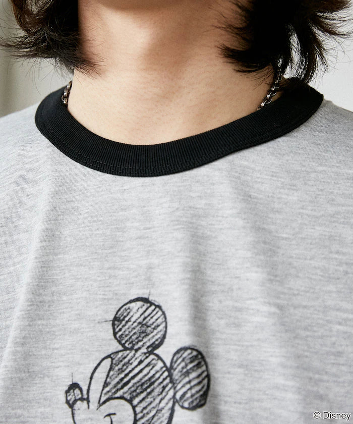 <Functional Material>Mickey Mouse/Sketch Ringer T-Shirt Limited Edition