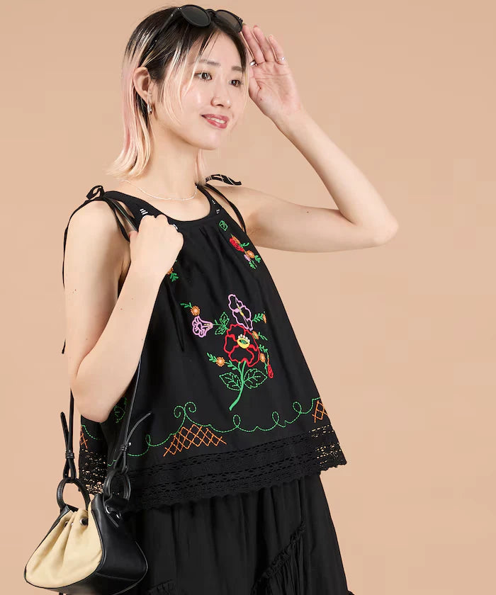 India Shoulder Ribbon Embroidered Remake Style Camisole