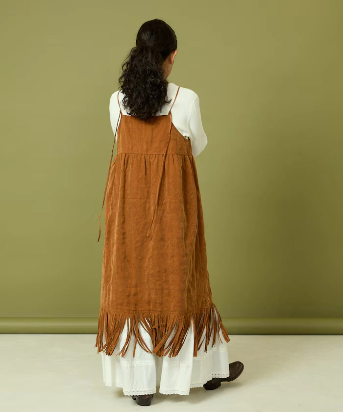 Fade-Processed Fringe Mini Dress