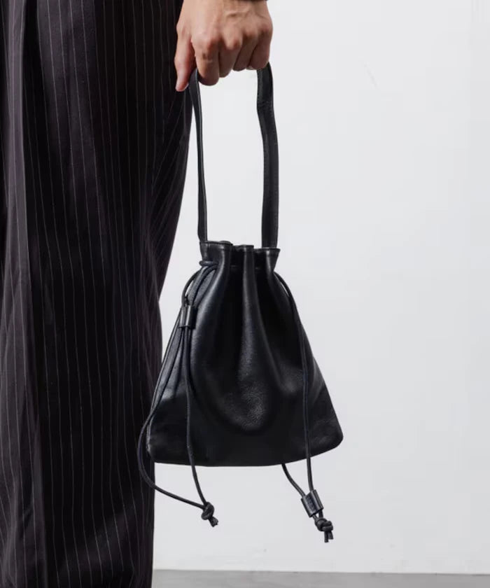 Drawstring Leather Handbag