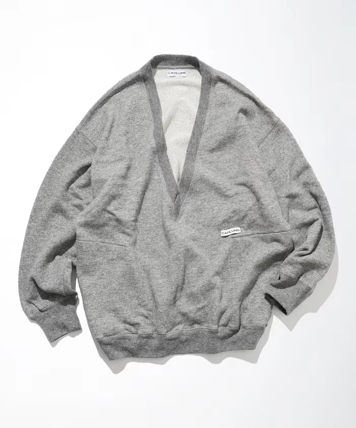 Merino Wool＋Cotton Loop Back V-neck Sweatshirt