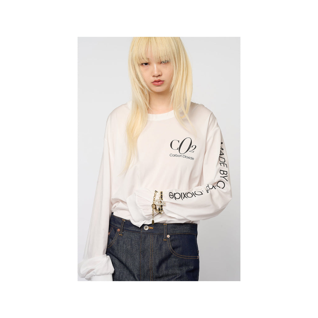 CO2 AIR YARN LONG SLEEVE T-SHIRT：WHITE