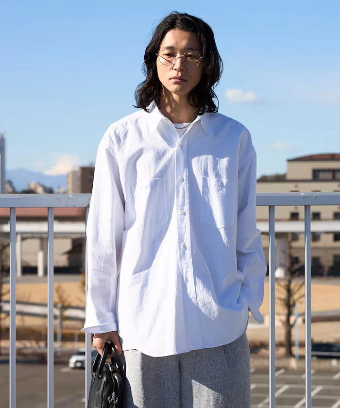 Oversized Classic Regular Collar Chambray Shirt Long Sleeve