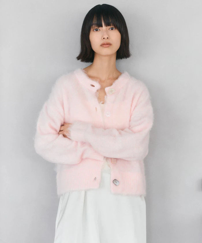 Variation Button Shaggy Knit Cardigan