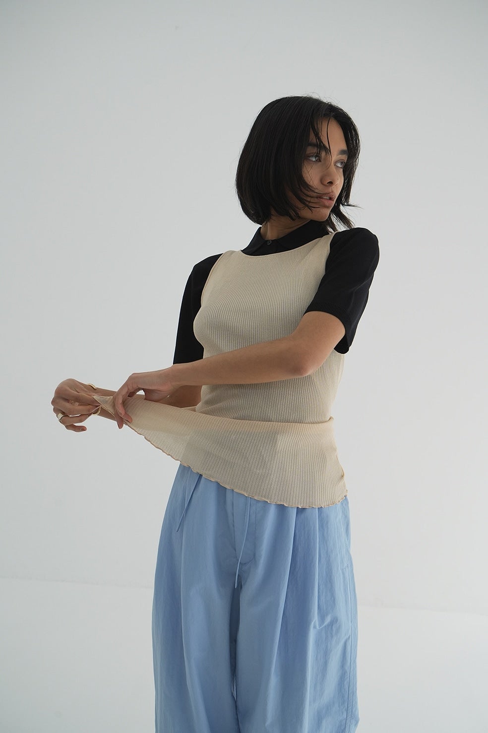 BOAT NECK RIB KNIT TANK TOPS