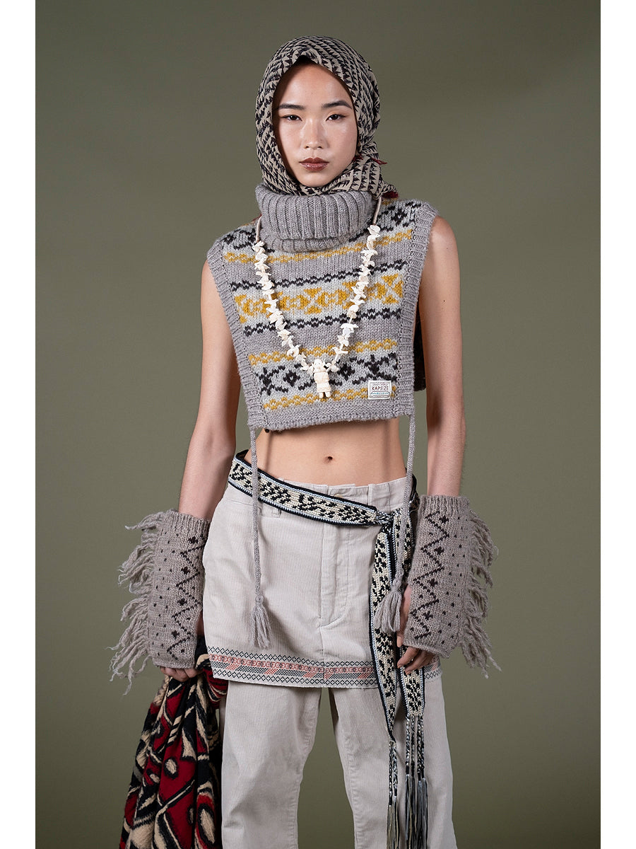 3G Yellowknife Fair Isle High Neck Bib Poncho