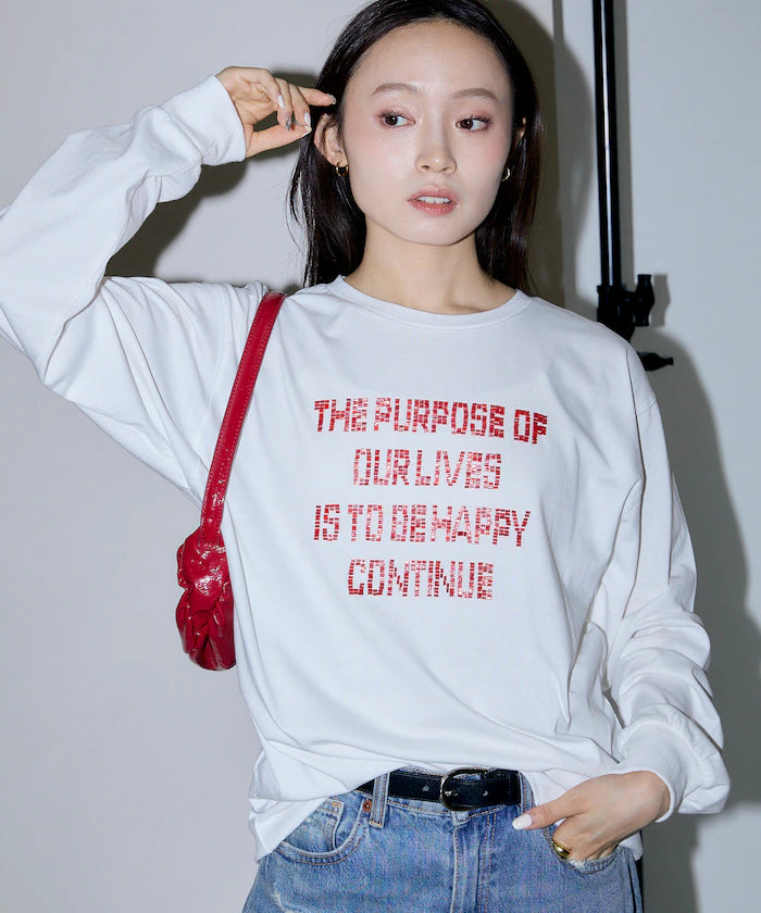 Box Logo Bead Embroidery Big Silhouette Long Sleeve T-Shirt Limited Edition