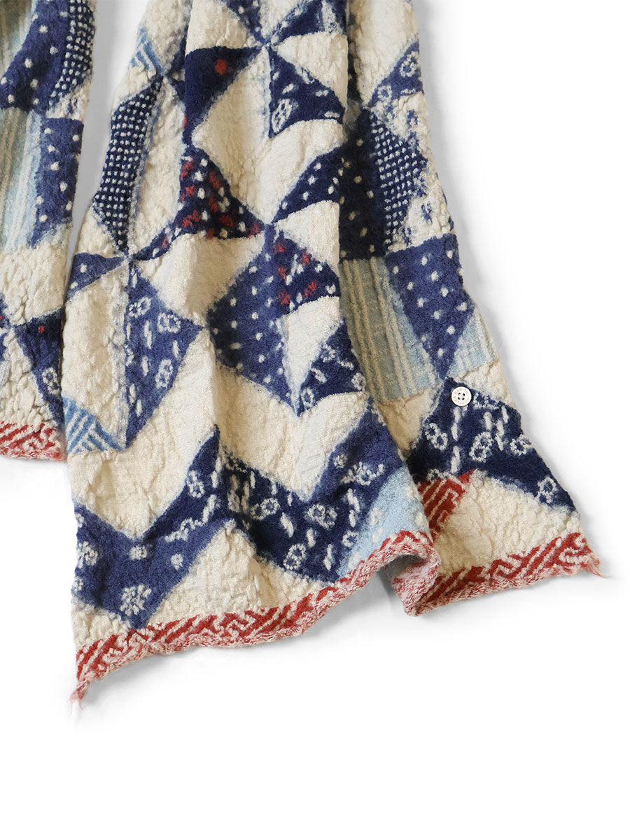 Shrunken Wool Indigo Split HAPPY Scarf