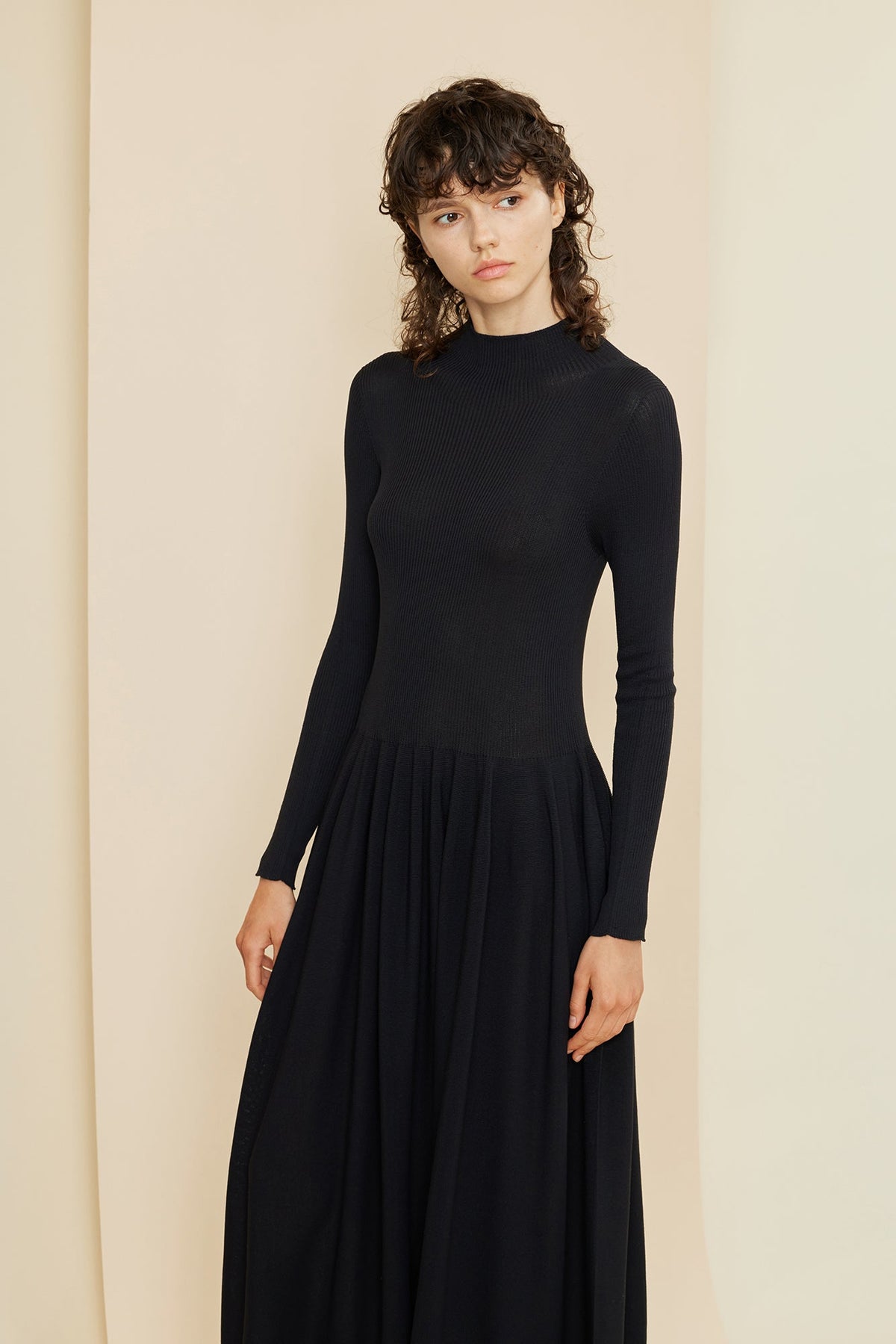 RIVULET HIGHNECK LONG SLEEVE DRESS