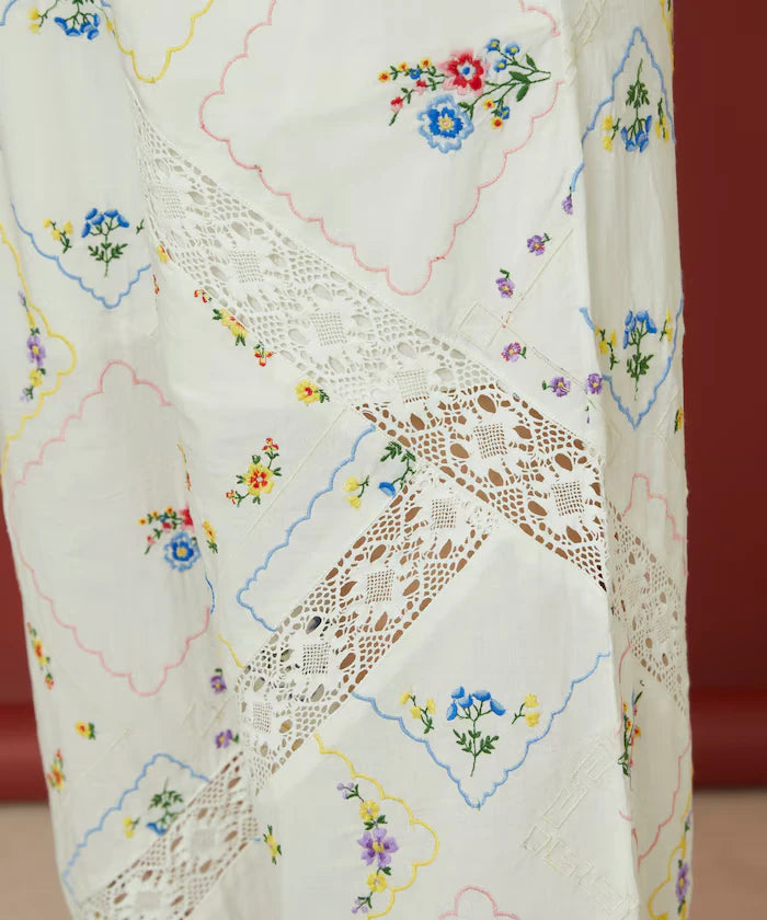 Flower Handkerchief Embroidered Pants