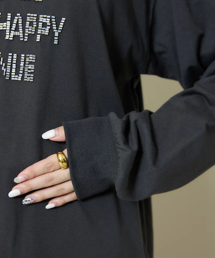 Box Logo Bead Embroidery Big Silhouette Long Sleeve T-Shirt Limited Edition