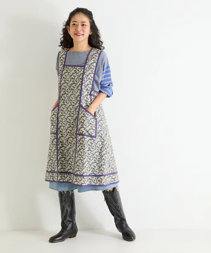 Floral Pattern Apron Style Dress