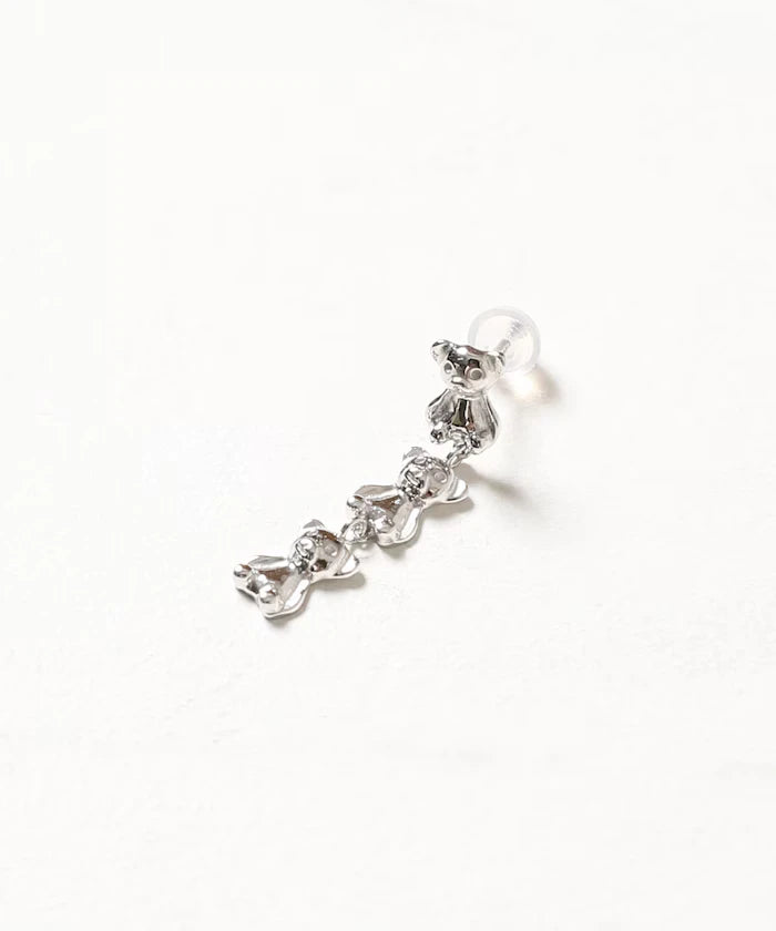 SILVER925 BEAR 3-Pair Earrings 【Limited Edition】/Single Ear