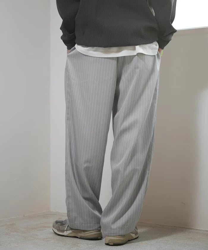 Spindle Stripe Easy Wide Pants / Compatible with Setup