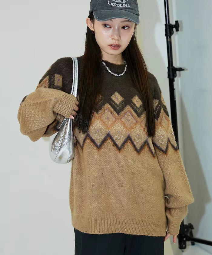 Jacquard Mohair Touch Knit Pullover Limited Edition