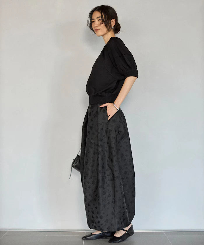 Flower Sheer Jacquard Cocoon Skirt
