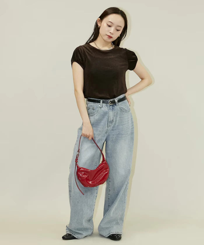 Puff Sleeve Sheer Flocky T-Shirt Limited Edition