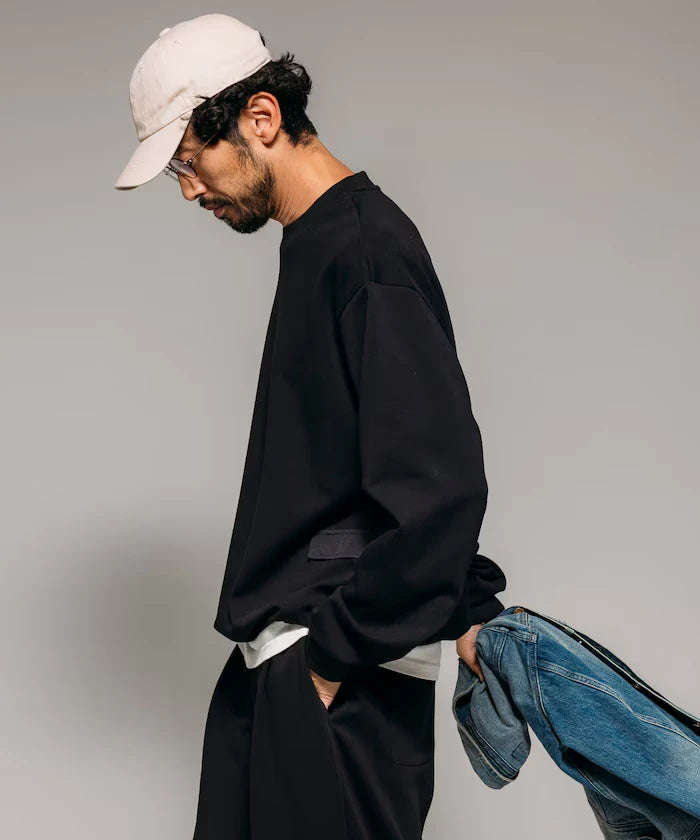 <New Color Added> Side Pocket Spindle Cardboard Crew Neck Sweatshirt